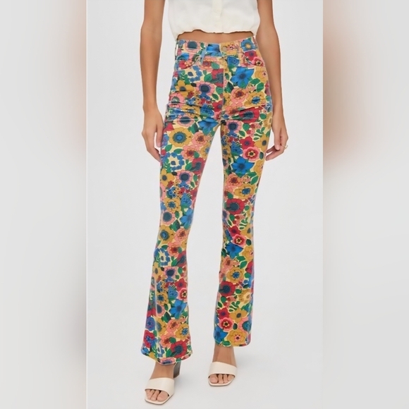 Mother Women's High Waisted Weekender Skimp Track And Flower Fields Jeans - Picture 2 of 15